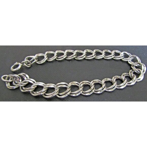 Sterling Silver Starter Charm Bracelet 7 " x 1/4 " 9.4 grams Delicate - Picture 1 of 2